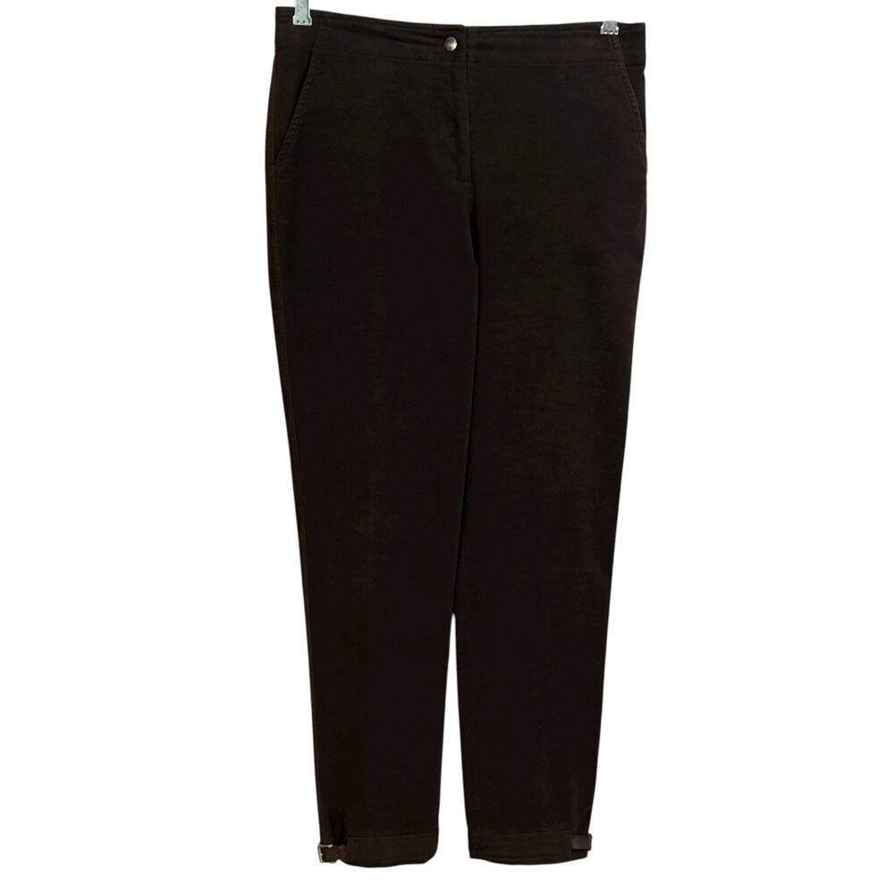 Gunex Pants Womens Size 6 Brown Tapered Leg Trouser Ankle Buckles Made in Italy